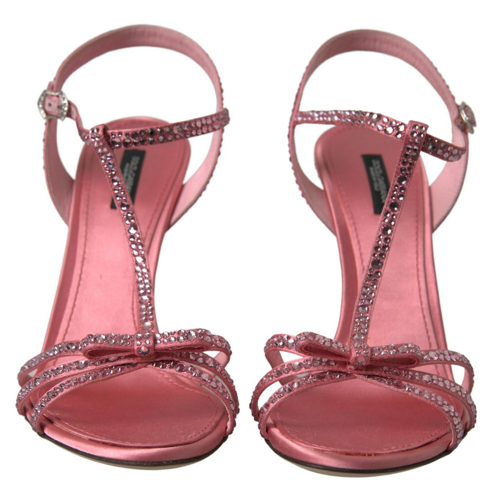Dolce & Gabbana Pink Crystal Ankle Strap Shoes Sandals Dolce & Gabbana