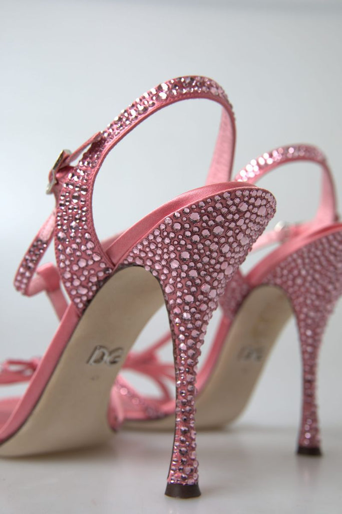 Dolce & Gabbana Pink Crystal Ankle Strap Shoes Sandals Dolce & Gabbana