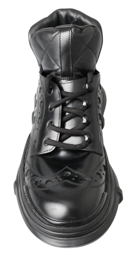 Dolce & Gabbana Black Leather Ankle Casual Boots Dolce & Gabbana