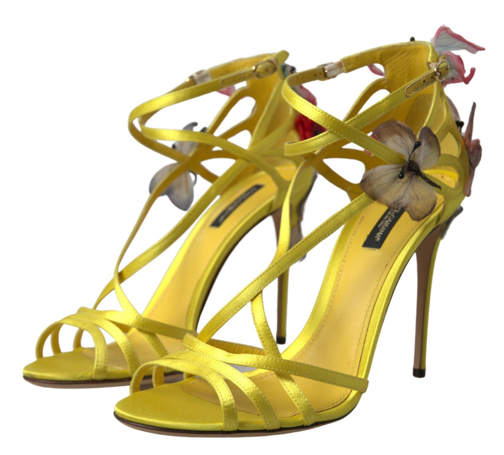 Dolce & Gabbana Yellow Keira Butterfly Appliqués Sandals Dolce & Gabbana