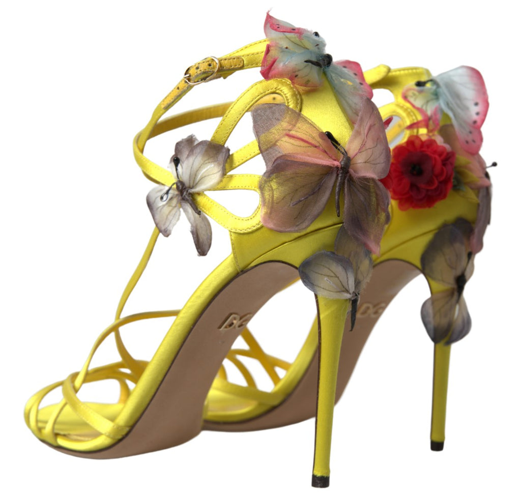 Dolce & Gabbana Yellow Keira Butterfly Appliqués Sandals Dolce & Gabbana