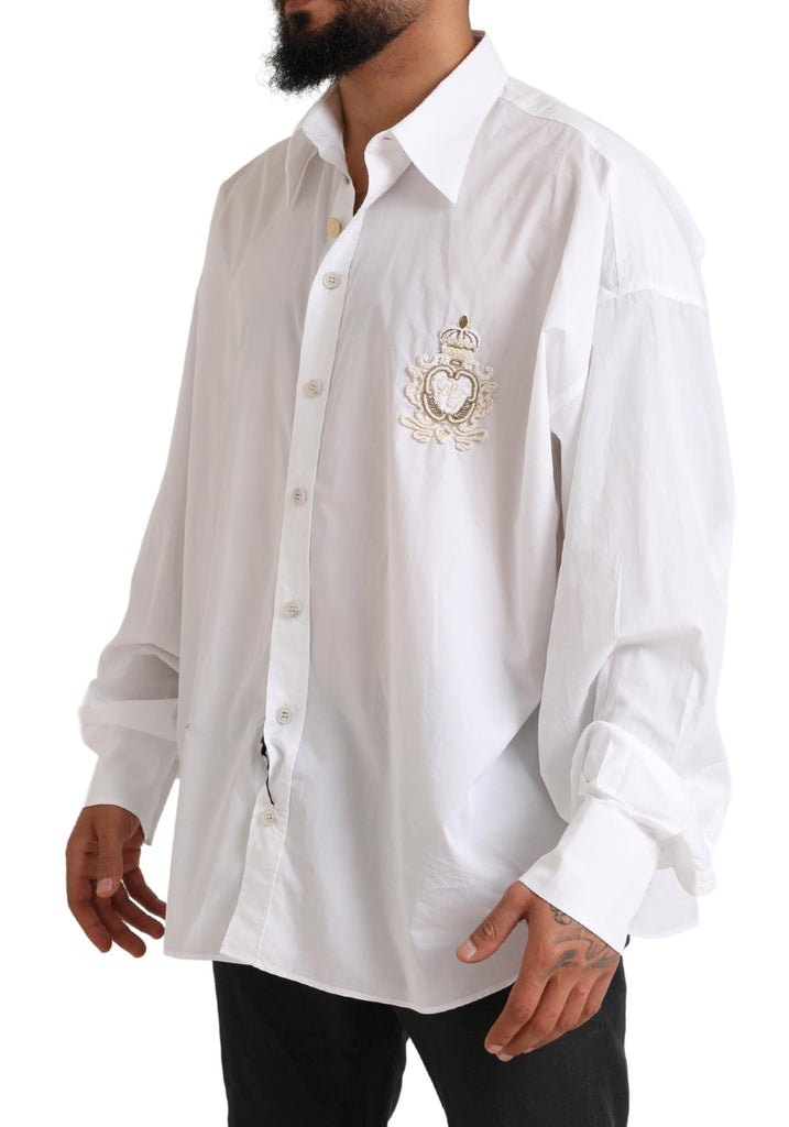 Dolce & Gabbana White Logo Cotton Casual Long Sleeves Shirt Dolce & Gabbana