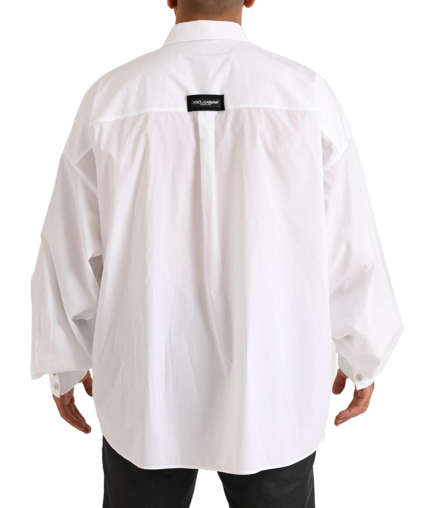 Dolce & Gabbana White Logo Cotton Casual Long Sleeves Shirt Dolce & Gabbana