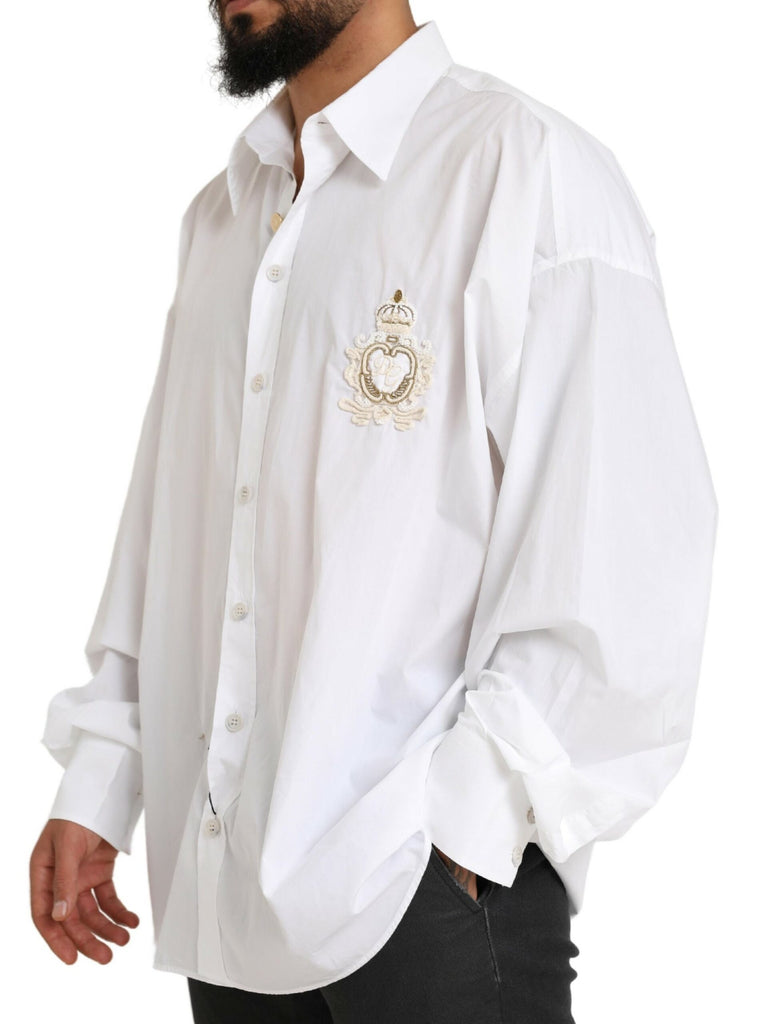 Dolce & Gabbana White Logo Cotton Casual Long Sleeves Shirt Dolce & Gabbana