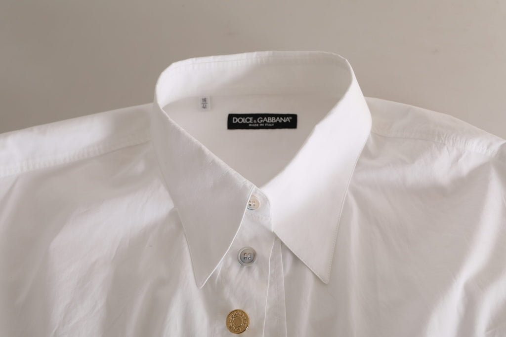 Dolce & Gabbana White Logo Cotton Casual Long Sleeves Shirt Dolce & Gabbana