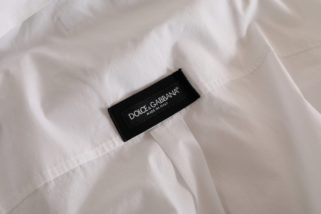 Dolce & Gabbana White Logo Cotton Casual Long Sleeves Shirt Dolce & Gabbana