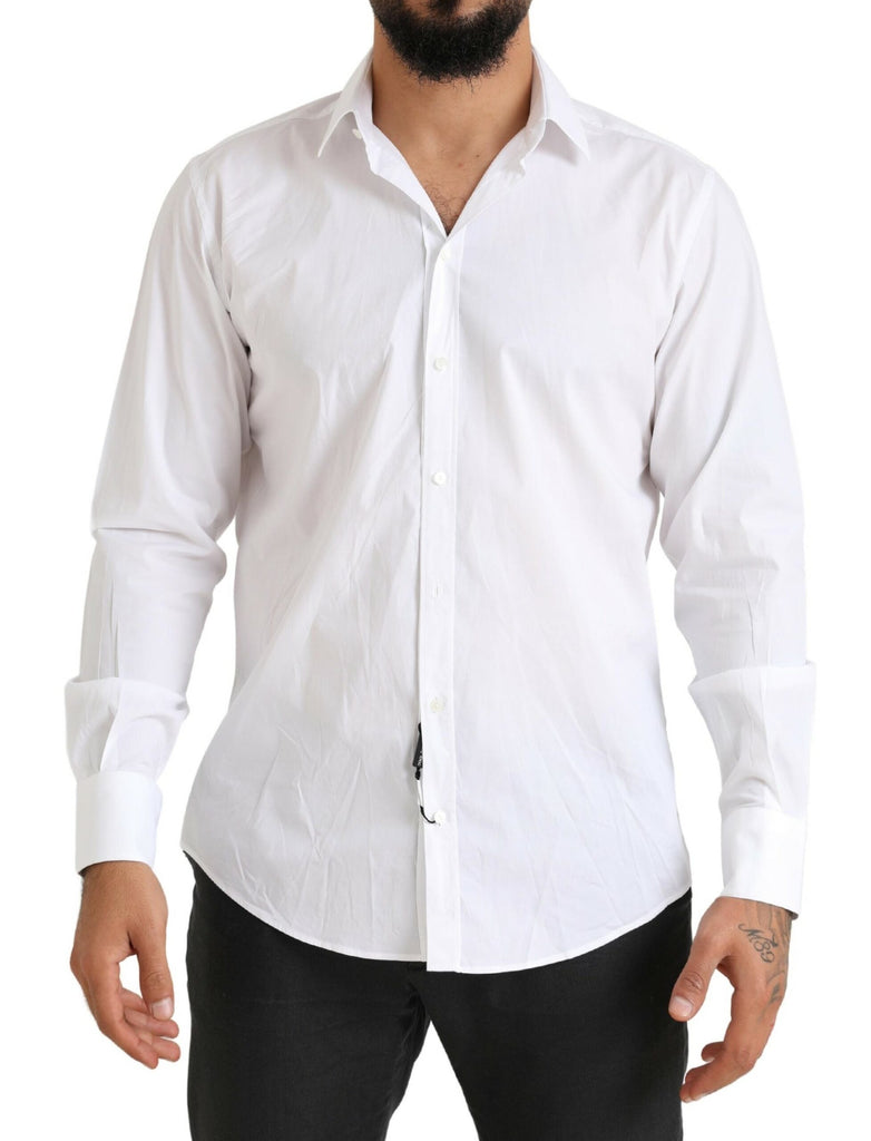 Dolce & Gabbana White MARTINI Cotton Blend Dress Formal Shirt Dolce & Gabbana