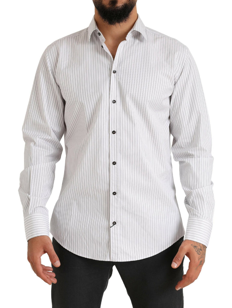 Dolce & Gabbana White MARTINI Cotton Stripe Dress Formal Shirt Dolce & Gabbana