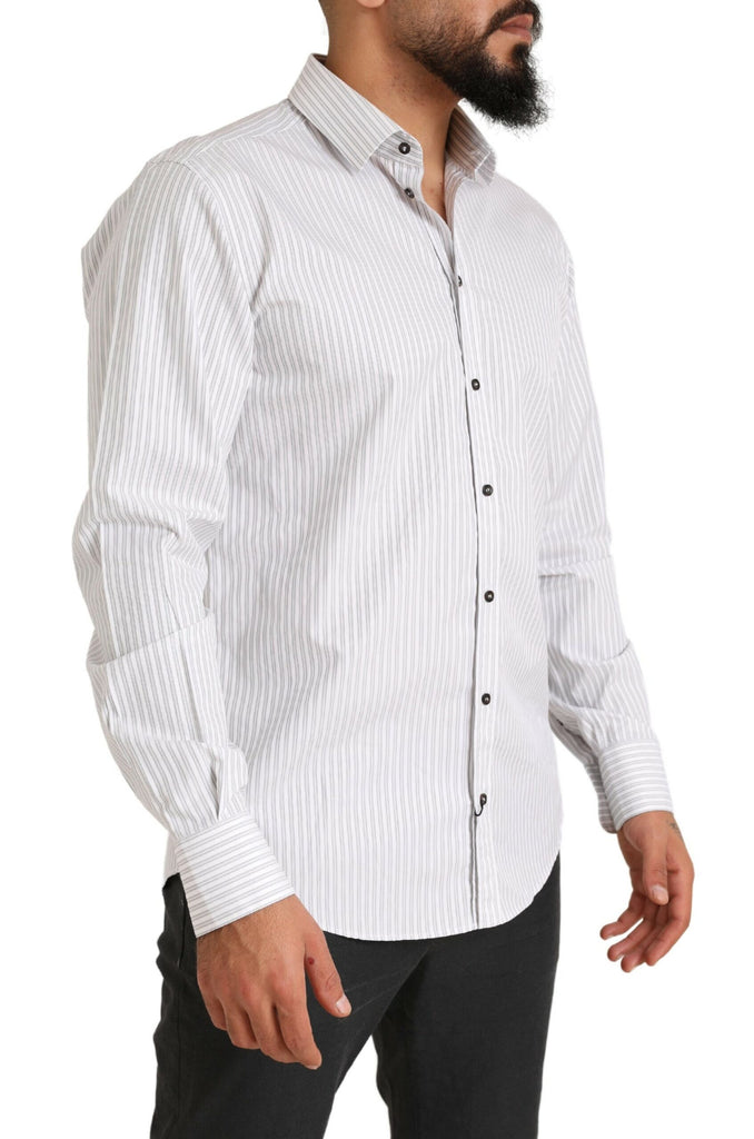 Dolce & Gabbana White MARTINI Cotton Stripe Dress Formal Shirt Dolce & Gabbana