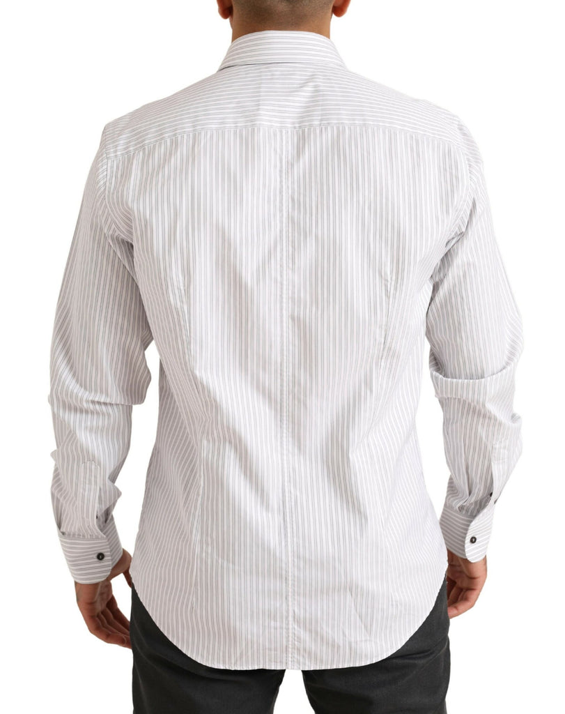 Dolce & Gabbana White MARTINI Cotton Stripe Dress Formal Shirt Dolce & Gabbana