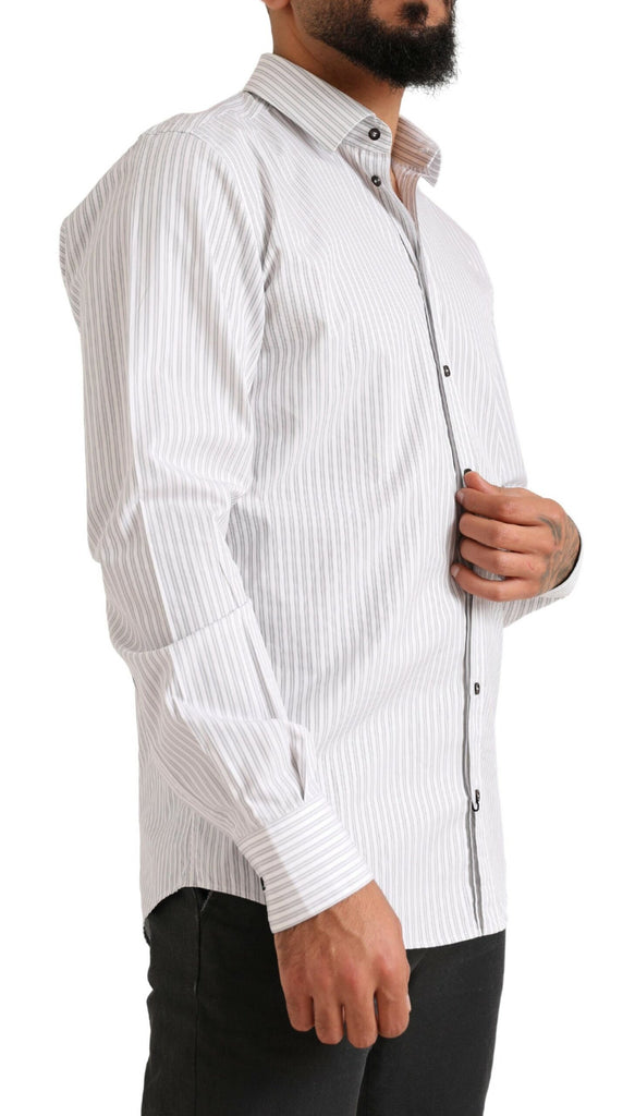 Dolce & Gabbana White MARTINI Cotton Stripe Dress Formal Shirt Dolce & Gabbana