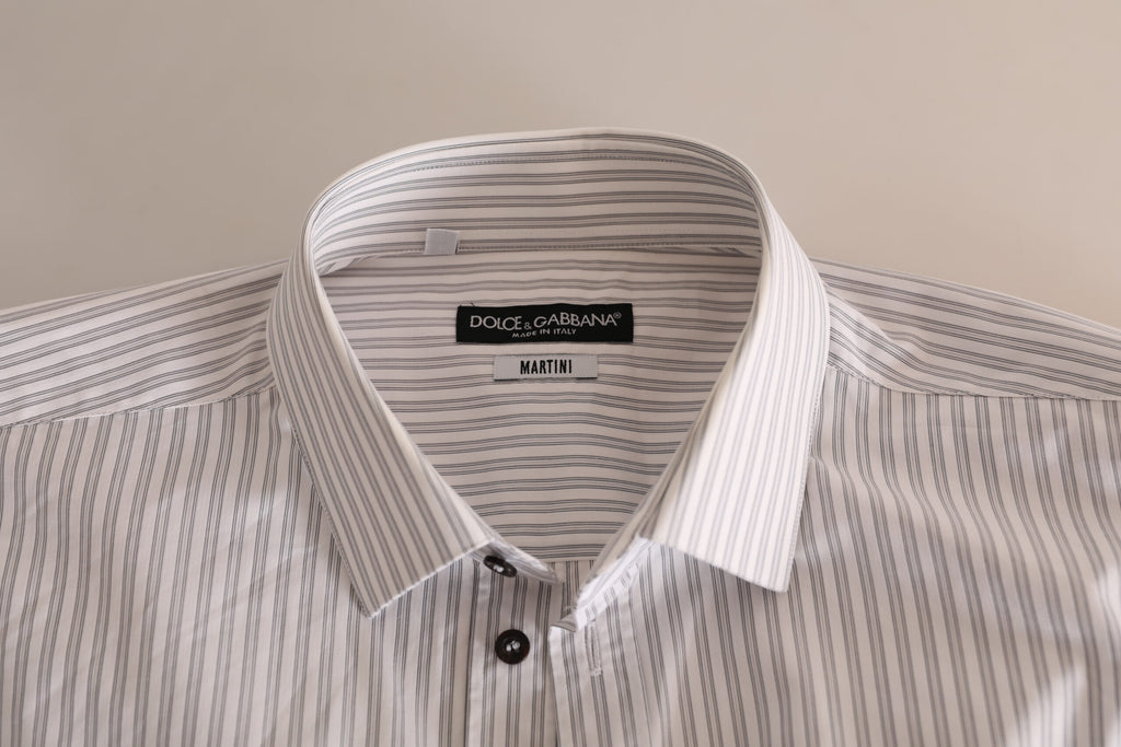 Dolce & Gabbana White MARTINI Cotton Stripe Dress Formal Shirt Dolce & Gabbana