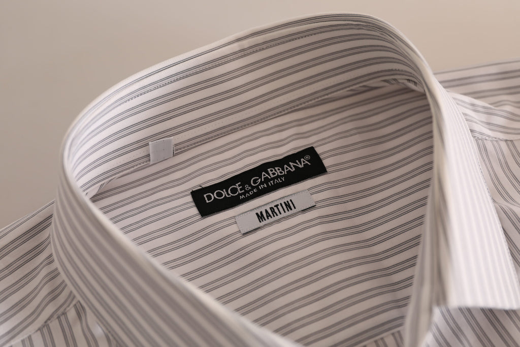 Dolce & Gabbana White MARTINI Cotton Stripe Dress Formal Shirt Dolce & Gabbana