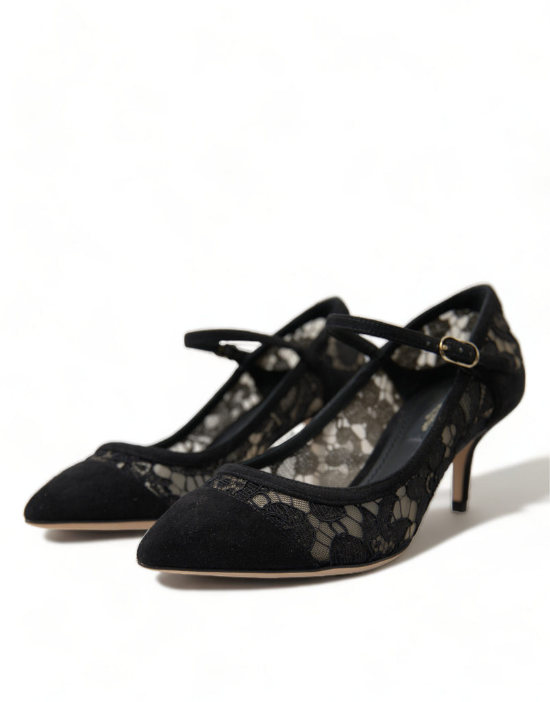 Dolce & Gabbana Black Viscose Taormina Lace Pumps Shoes Dolce & Gabbana