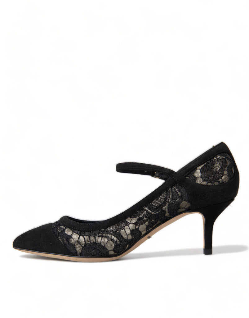 Dolce & Gabbana Black Viscose Taormina Lace Pumps Shoes Dolce & Gabbana