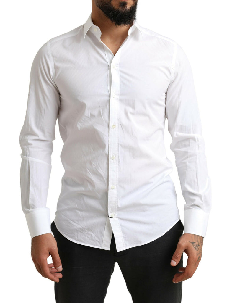 Dolce & Gabbana White MARTINI Cotton Dress Formal Shirt Dolce & Gabbana