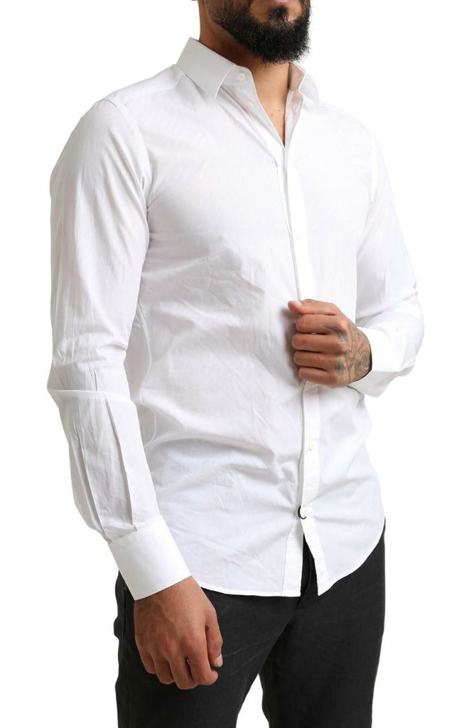 Dolce & Gabbana White MARTINI Cotton Dress Formal Shirt Dolce & Gabbana