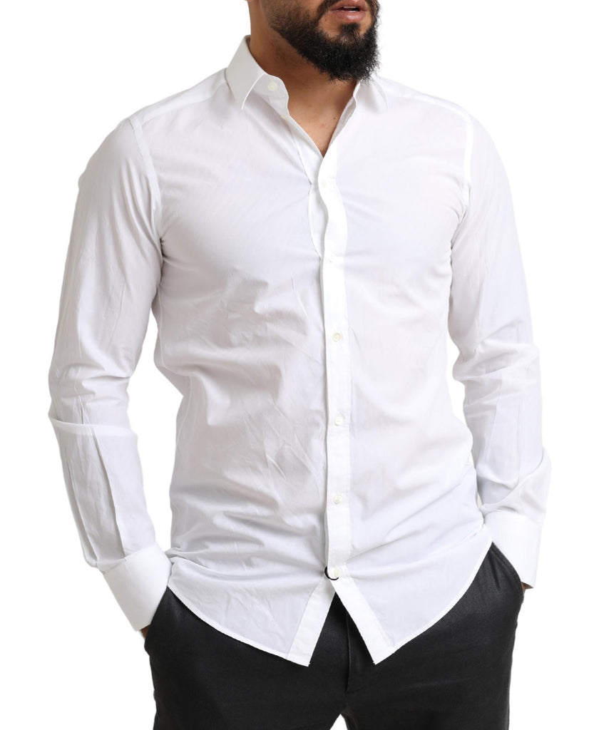 Dolce & Gabbana White MARTINI Cotton Dress Formal Shirt Dolce & Gabbana