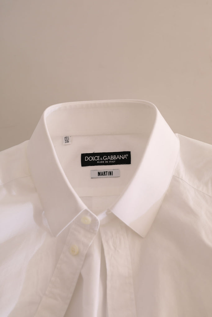 Dolce & Gabbana White MARTINI Cotton Dress Formal Shirt Dolce & Gabbana