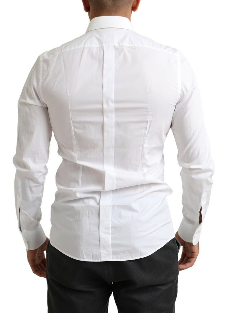 Dolce & Gabbana White Tuxedo Slim Fit Baroque Shirt Dolce & Gabbana