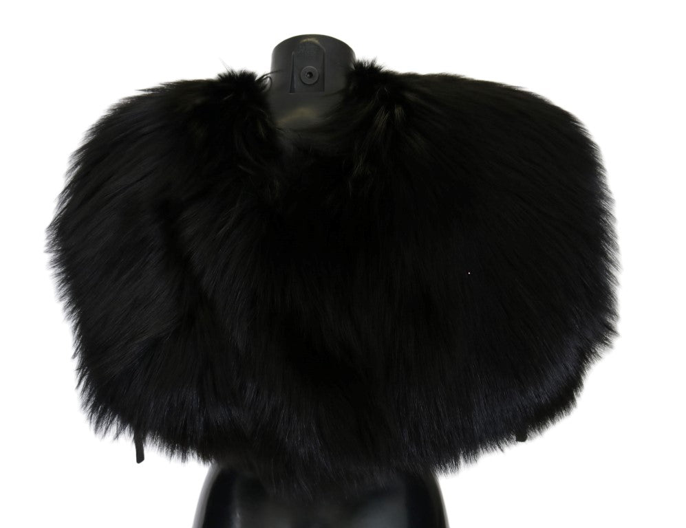 Dolce & Gabbana Black Silver Fox Fur Scarf - Luxe & Glitz