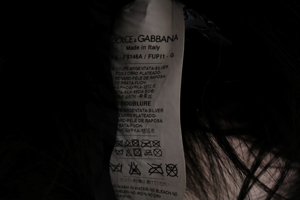 Dolce & Gabbana Black Silver Fox Fur Scarf - Luxe & Glitz