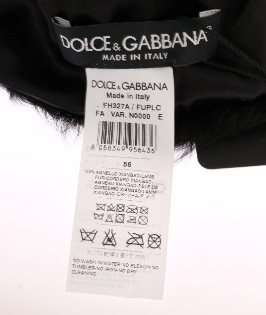 Dolce & Gabbana Black Xiangao Lamb Fur Beanie - Luxe & Glitz