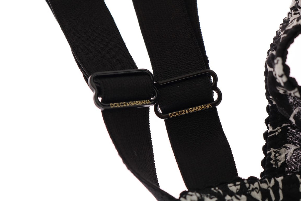 Dolce & Gabbana Black Silk White Lace Stretch Underwear Bra - Luxe & Glitz