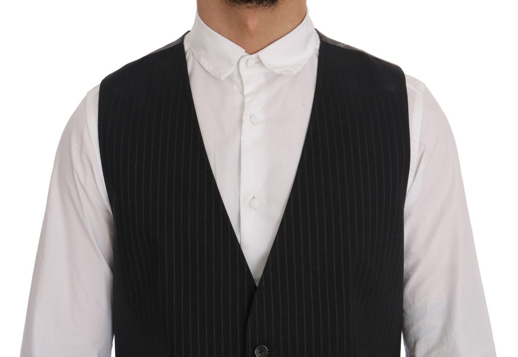 Dolce & Gabbana Gray STAFF Cotton Striped Vest - Luxe & Glitz
