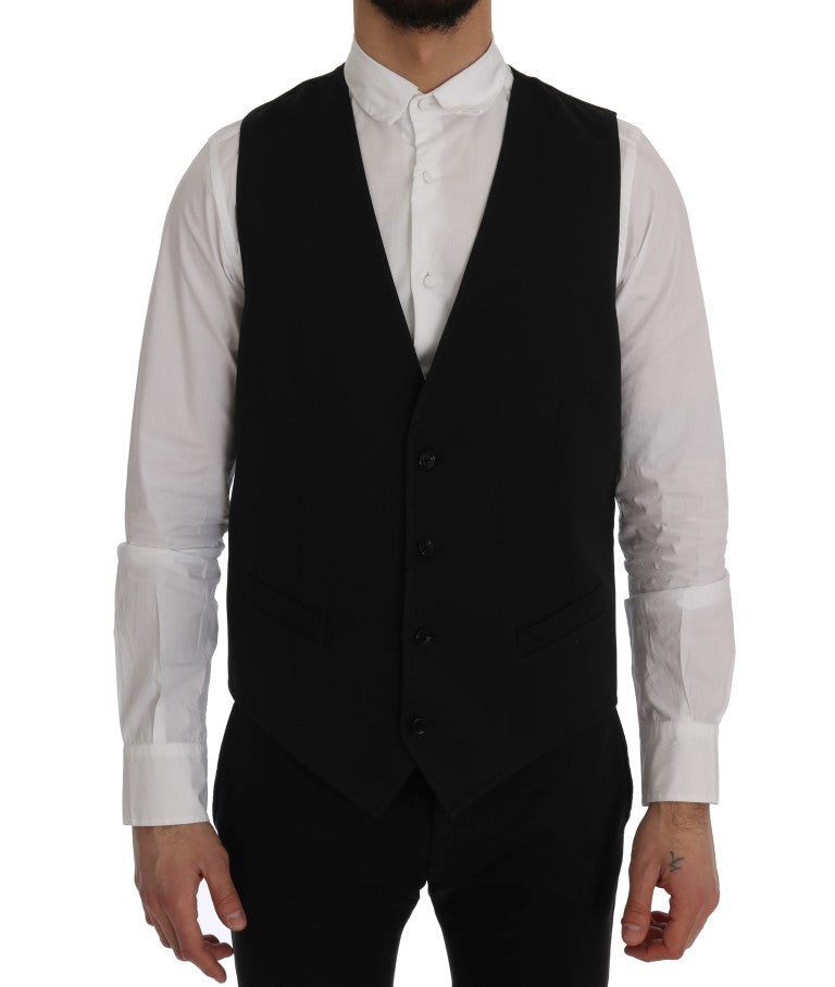 Dolce & Gabbana Black STAFF Cotton Vest - Luxe & Glitz