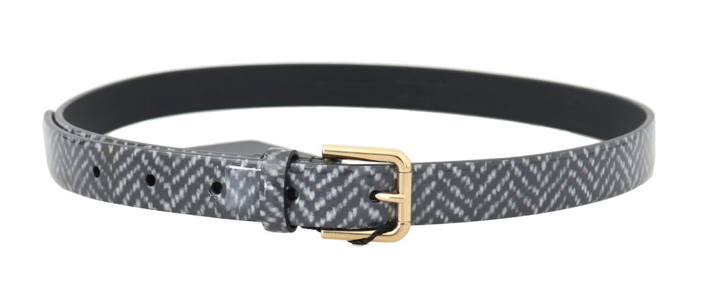 Dolce & Gabbana Black White Chevron Pattern Leather Belt - Luxe & Glitz
