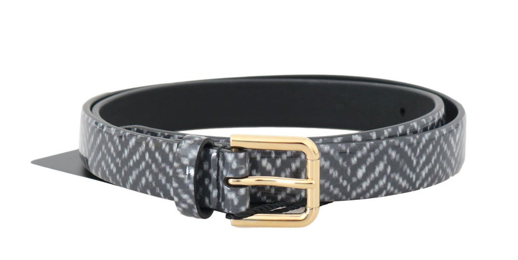 Dolce & Gabbana Black White Chevron Pattern Leather Belt - Luxe & Glitz