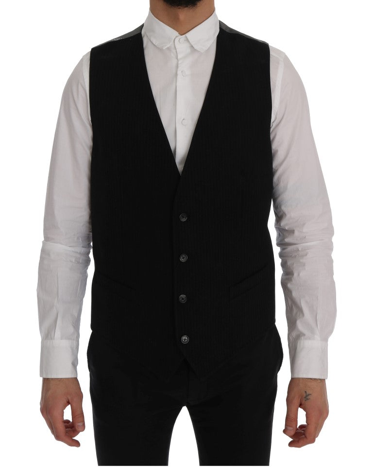 Dolce & Gabbana Black STAFF Cotton Rayon Vest - Luxe & Glitz