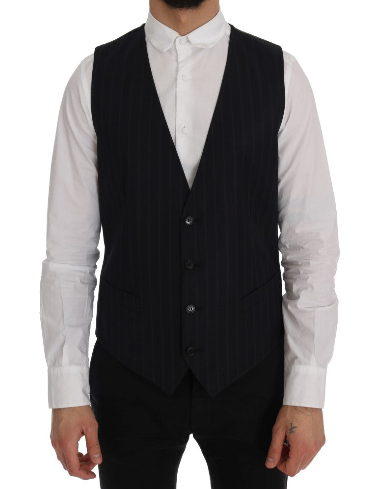 Dolce & Gabbana Blue Wool Stretch Vest - Luxe & Glitz