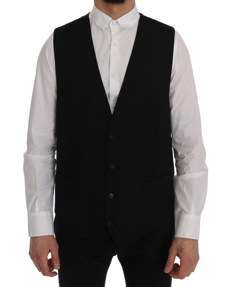 Dolce & Gabbana Black STAFF Wool Stretch Vest - Luxe & Glitz