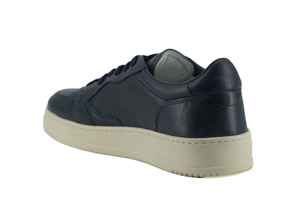 Saxone of Scotland Navy Blue Leather Low Top Sneakers Saxone of Scotland