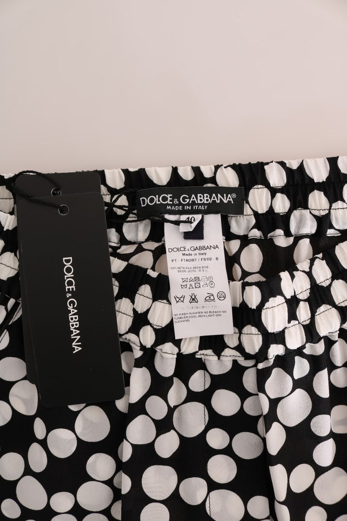 Dolce & Gabbana Black White Polka Dottes Silk Pants - Luxe & Glitz