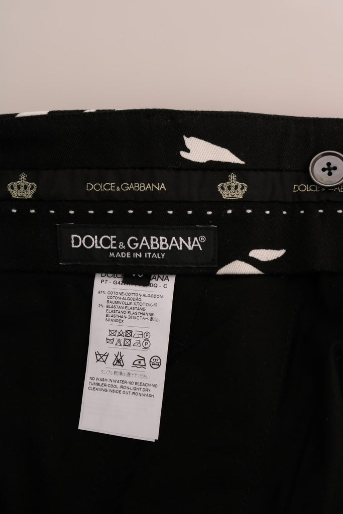Dolce & Gabbana Black Tree Cotton Stretch Pants - Luxe & Glitz