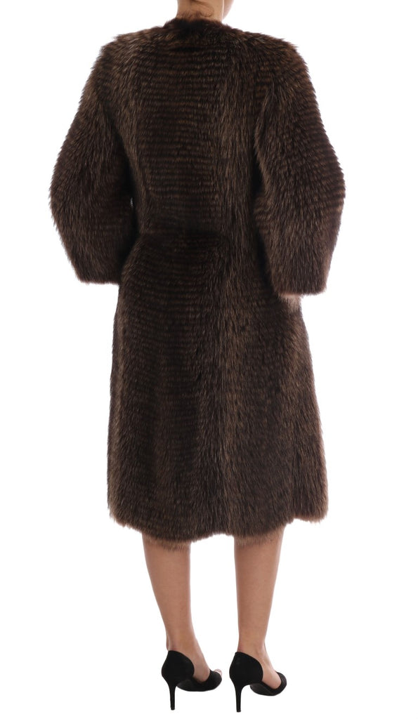 Dolce & Gabbana Brown Raccoon Fur Coat Jacket - Luxe & Glitz