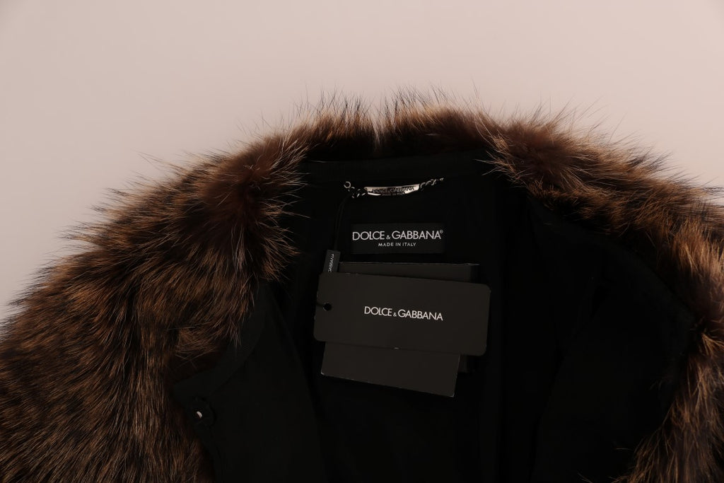 Dolce & Gabbana Brown Raccoon Fur Coat Jacket - Luxe & Glitz