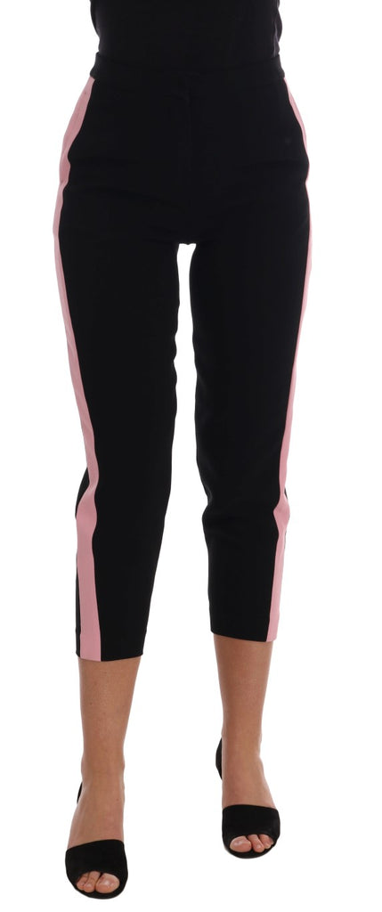 Dolce & Gabbana Black Stretch Pink Stripes Capri Pants - Luxe & Glitz