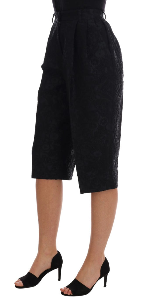 Dolce & Gabbana Black Brocade High Waist Capri Shorts - Luxe & Glitz