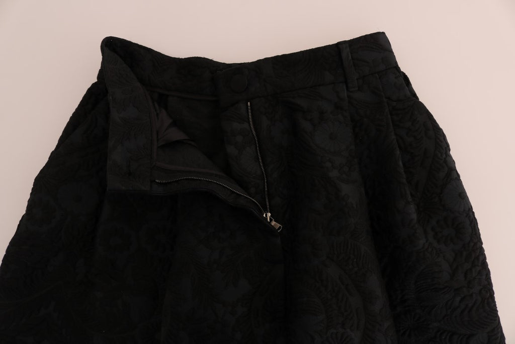 Dolce & Gabbana Black Brocade High Waist Capri Shorts - Luxe & Glitz