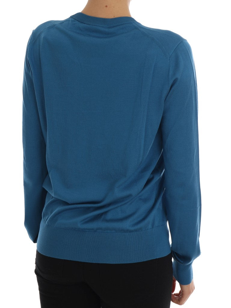 Dolce & Gabbana Blue Silk Love is Pullover Sweater - Luxe & Glitz