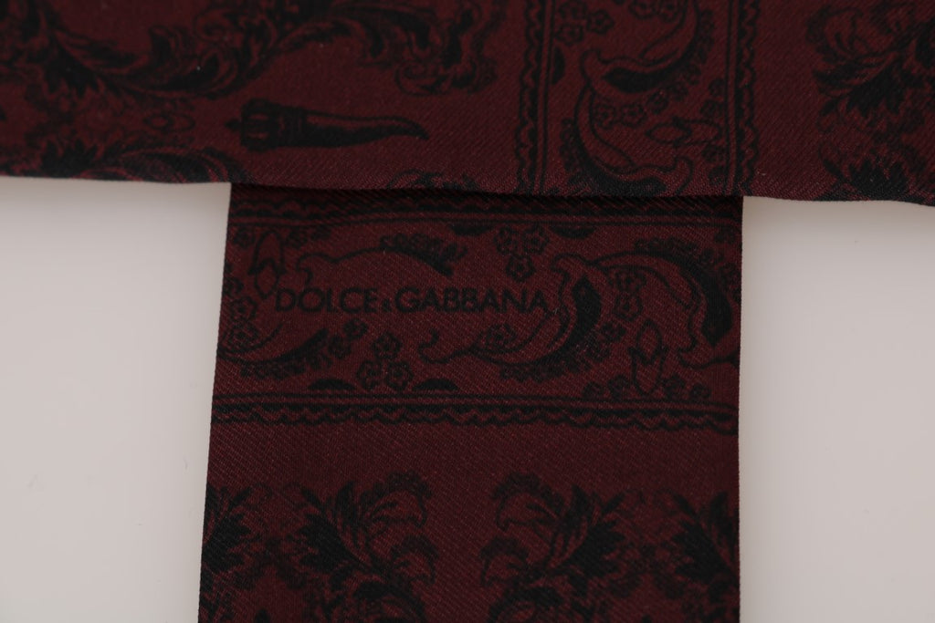 Dolce & Gabbana Bordeaux Silk Crown Chili Scarf Dolce & Gabbana