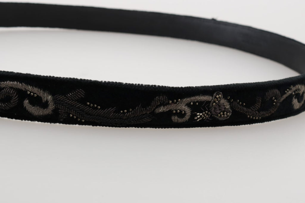 Dolce & Gabbana Black Cotton Royal Bee Embroidery Belt Dolce & Gabbana