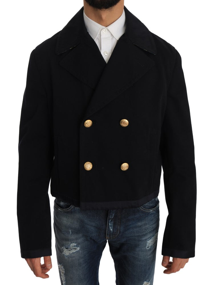 Dolce & Gabbana Trench Blue Cotton Stretch Jacket Coat - Luxe & Glitz
