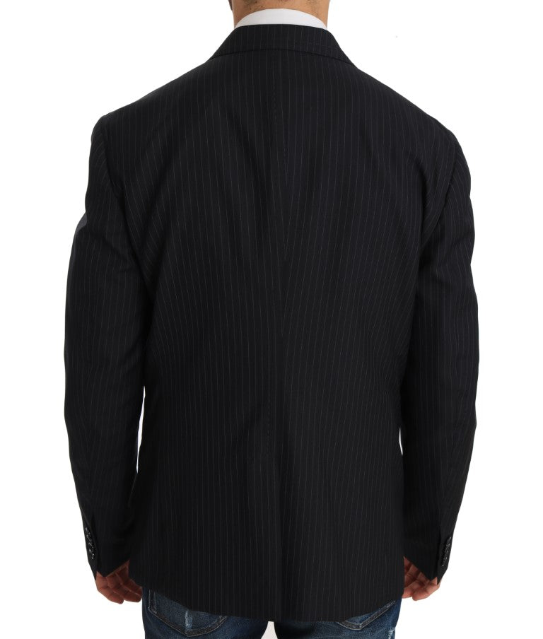 Dolce & Gabbana Gray Striped Wool Jacket Coat Slim Blazer - Luxe & Glitz