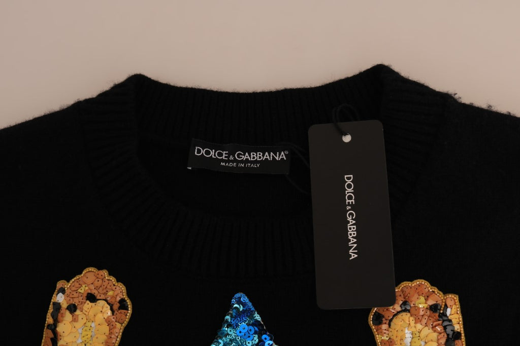 Dolce & Gabbana Fairy Tale Crystal Black Cashmere Sweater - Luxe & Glitz