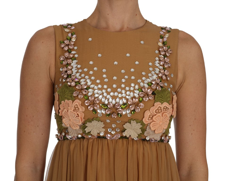 Dolce & Gabbana Crystal Silk Gold A-Line Gown Dress - Luxe & Glitz